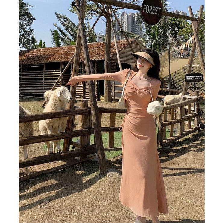 サイドドローストリングワンピース ロングワンピース マキシワンピ | kirakiraShop  | 詳細画像14 