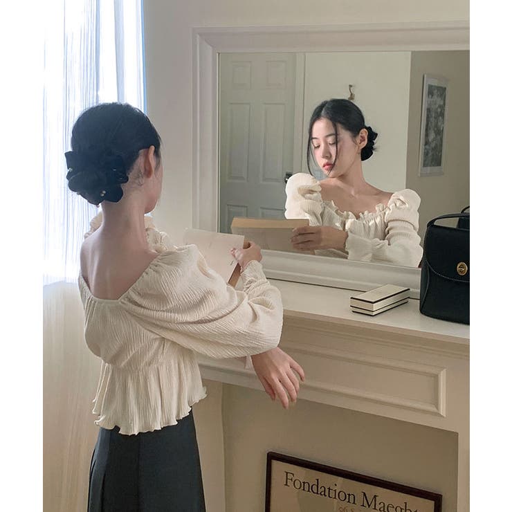 オフショルダーシャーリングトップス トップス カットソー | kirakiraShop  | 詳細画像11 