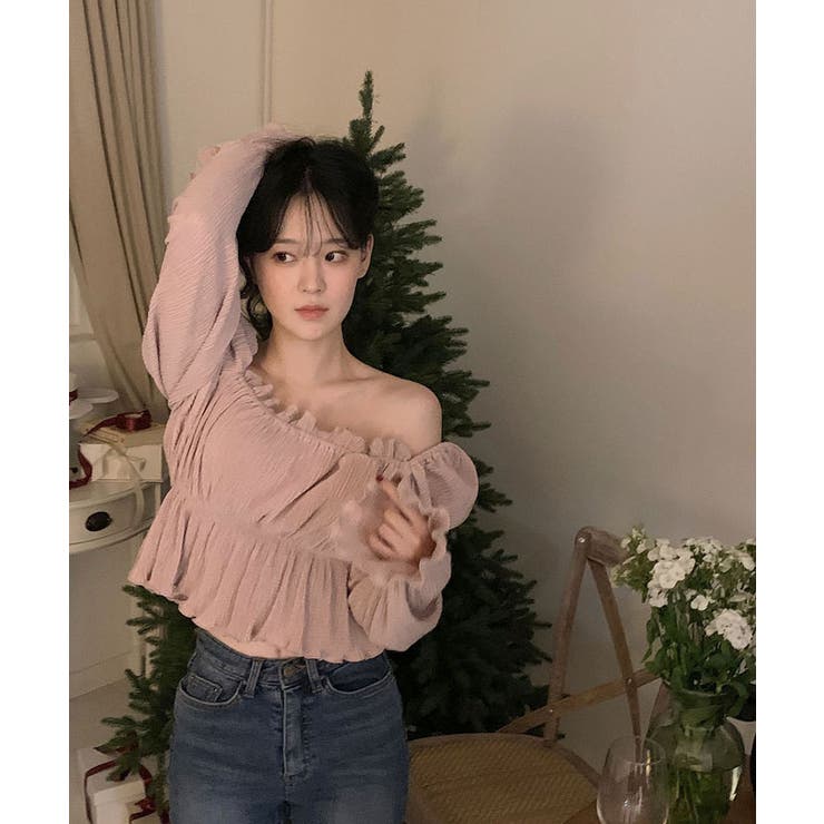 オフショルダーシャーリングトップス トップス カットソー | kirakiraShop  | 詳細画像16 