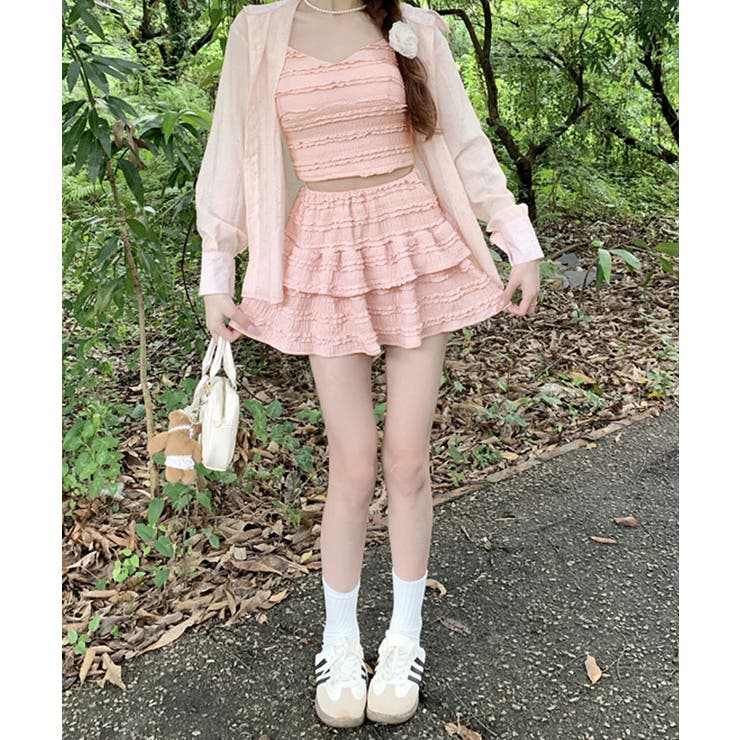 レースフリルキャミ&ミニスカートセットアップ セットアップ