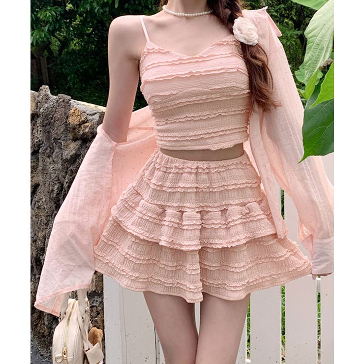 レースフリルキャミ&ミニスカートセットアップ セットアップ トップス | kirakiraShop  | 詳細画像31 