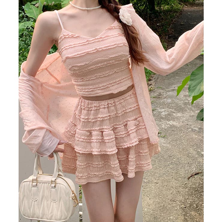 レースフリルキャミ&ミニスカートセットアップ セットアップ トップス | kirakiraShop  | 詳細画像33 