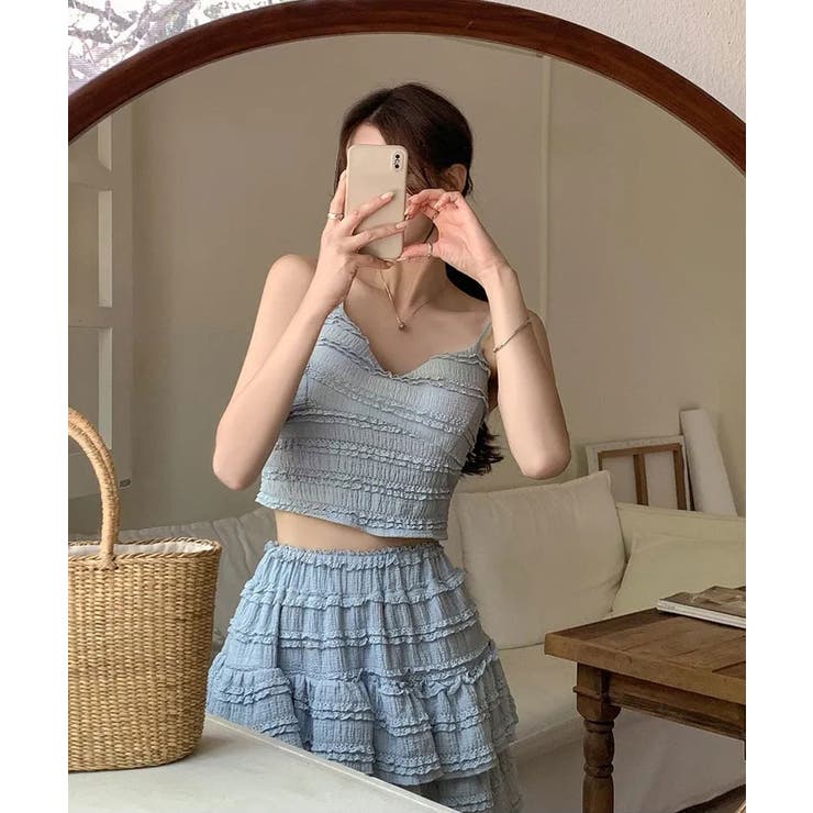 レースフリルキャミ&ミニスカートセットアップ セットアップ トップス | kirakiraShop  | 詳細画像38 