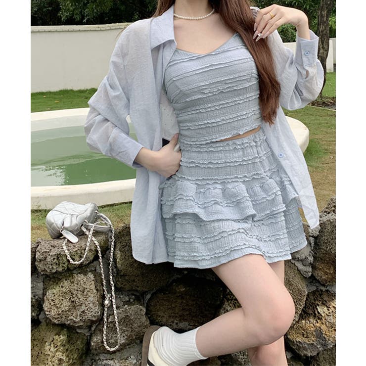 レースフリルキャミ&ミニスカートセットアップ セットアップ トップス | kirakiraShop  | 詳細画像52 