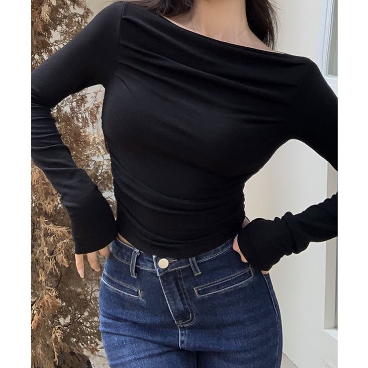 オフショルダーサイドギャザーカットソー トップス カットソー | kirakiraShop  | 詳細画像2 