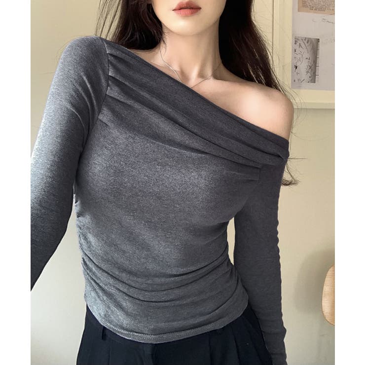 オフショルダーサイドギャザーカットソー トップス カットソー | kirakiraShop  | 詳細画像14 