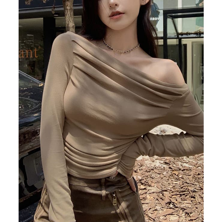 オフショルダーサイドギャザーカットソー トップス カットソー | kirakiraShop  | 詳細画像18 