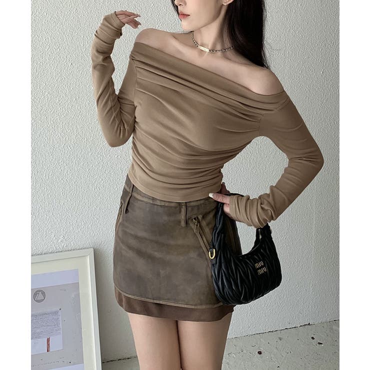 オフショルダーサイドギャザーカットソー トップス カットソー | kirakiraShop  | 詳細画像19 