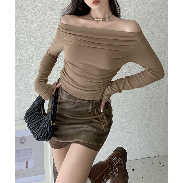 オフショルダーサイドギャザーカットソー トップス カットソー | kirakiraShop  | 詳細画像20 