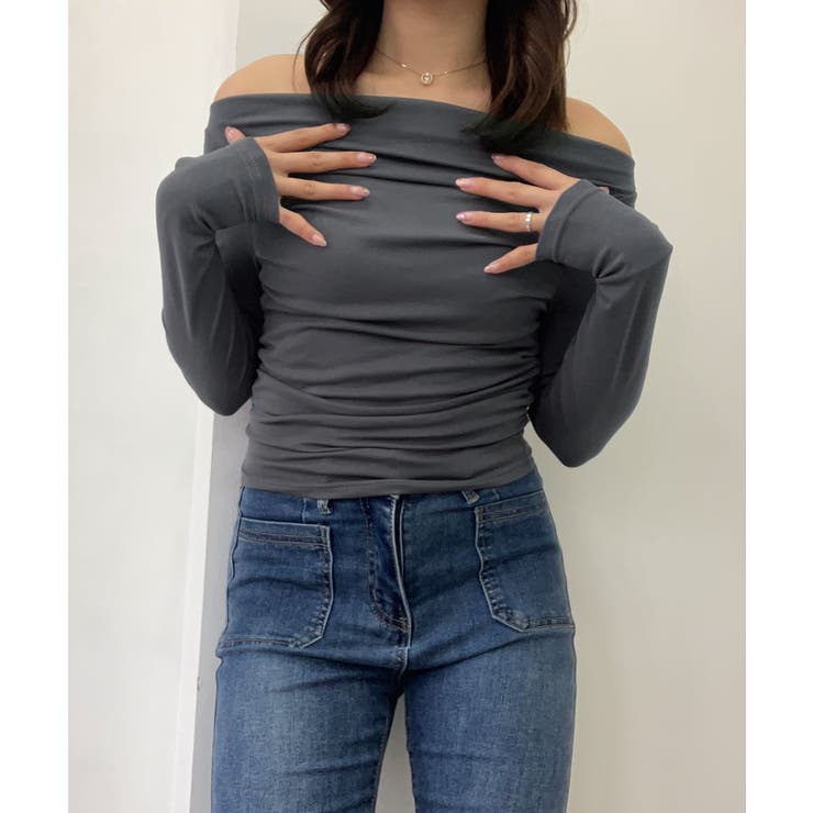 オフショルダーサイドギャザーカットソー トップス カットソー | kirakiraShop  | 詳細画像30 