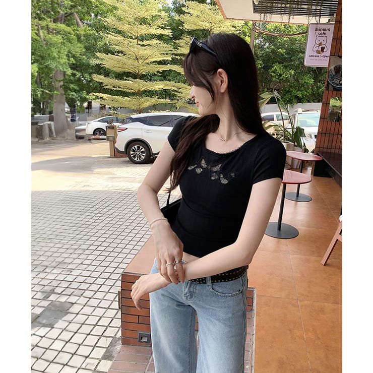 フロントレースリボンデザイントップス トップス カットソー | kirakiraShop  | 詳細画像3 