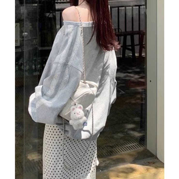 ワンショルダーリボンレーススウェットプルオーバー ロゴ スウェット | kirakiraShop  | 詳細画像10 