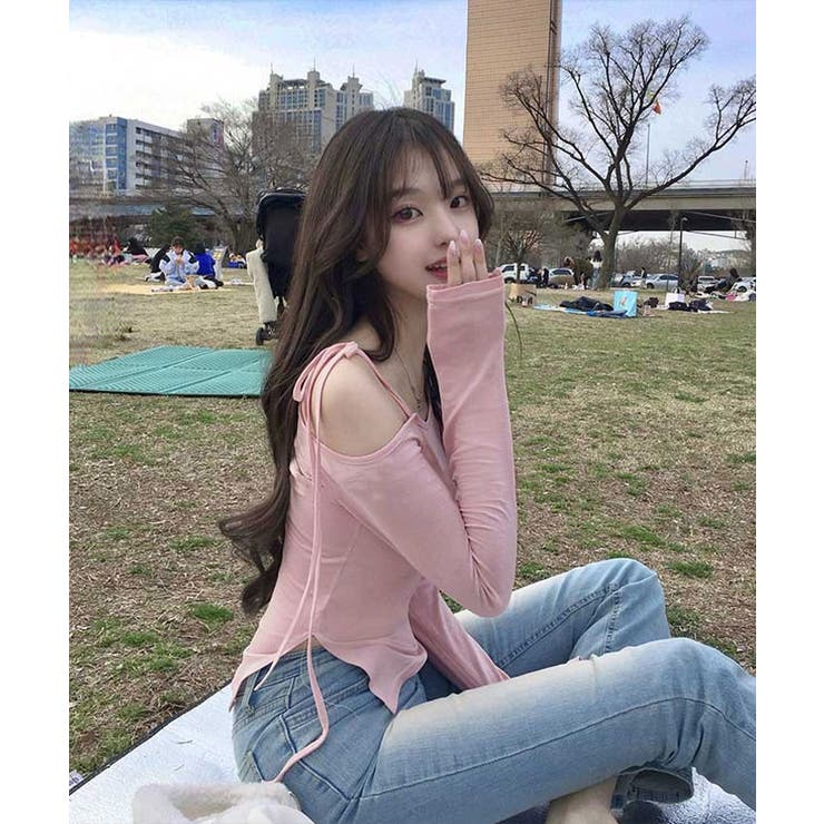 リボンストラップワンショルダートップス トップス カットソー | kirakiraShop  | 詳細画像13 