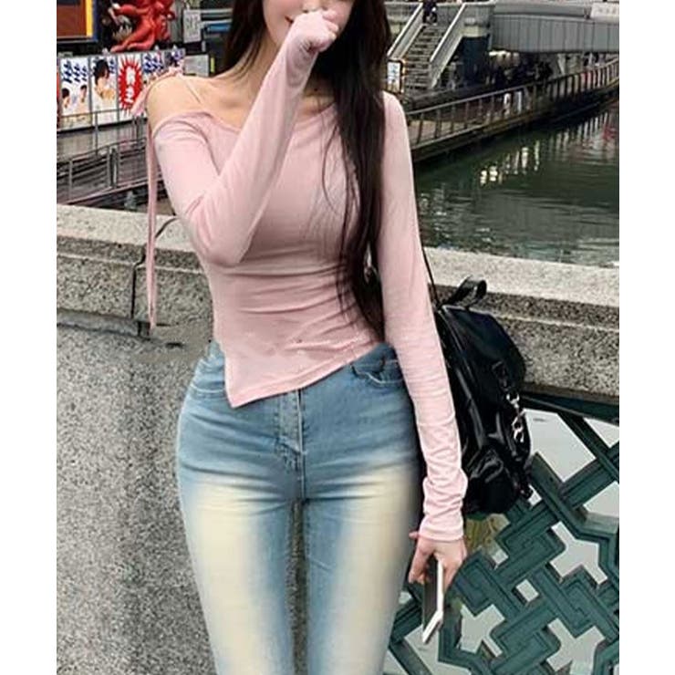 リボンストラップワンショルダートップス トップス カットソー | kirakiraShop  | 詳細画像15 