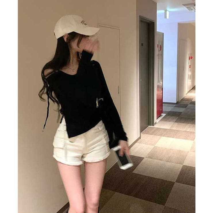 リボンストラップワンショルダートップス トップス カットソー | kirakiraShop  | 詳細画像3 