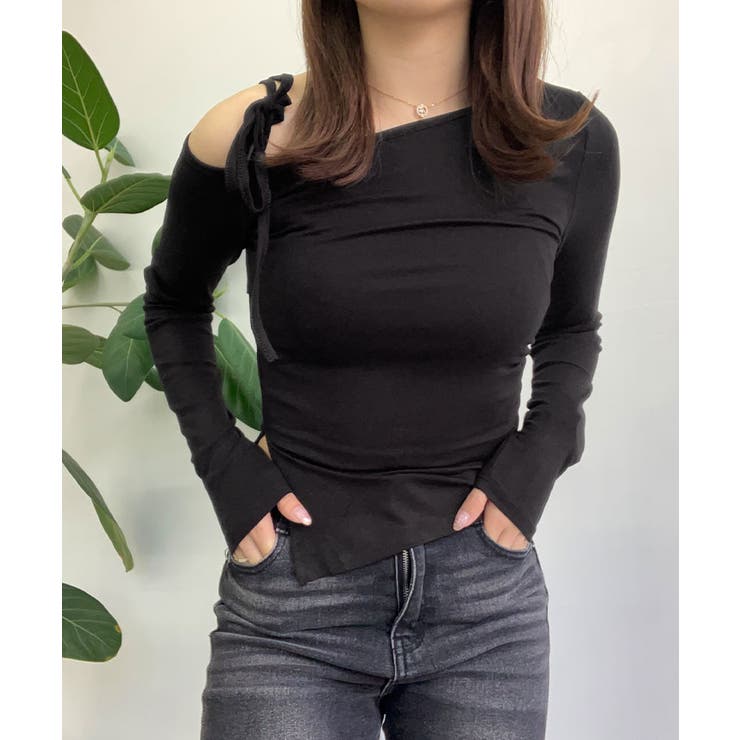 リボンストラップワンショルダートップス トップス カットソー | kirakiraShop  | 詳細画像6 