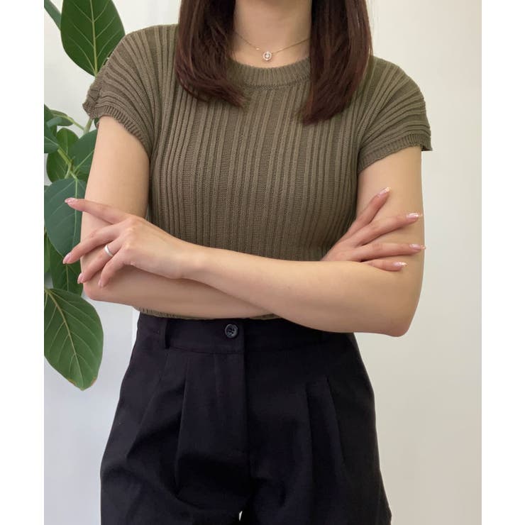 フレンチスリーブサマーリブニット トップス サマーニット | kirakiraShop  | 詳細画像23 