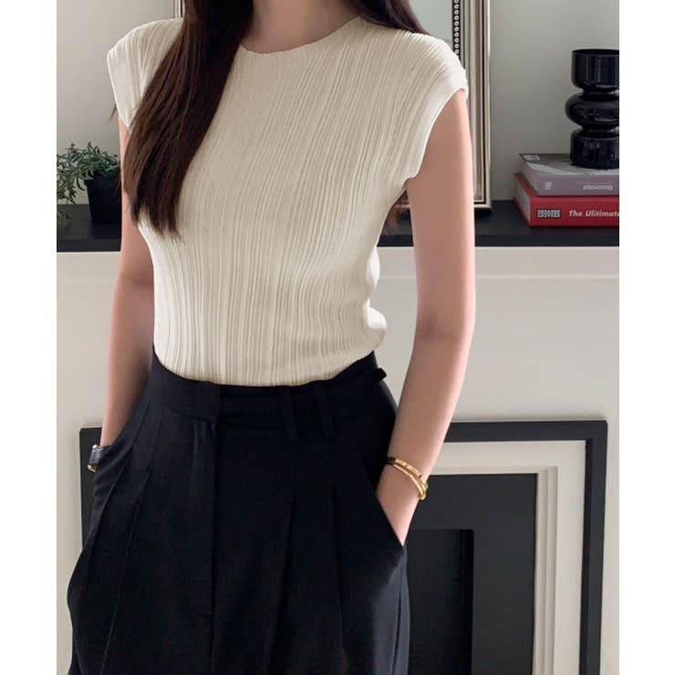 フレンチスリーブサマーリブニット トップス サマーニット | kirakiraShop  | 詳細画像8 