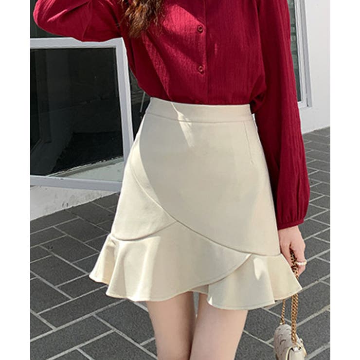 アイボリー | ラッフルアシメミニスカート 3サイズ ミニスカート | kirakiraShop 