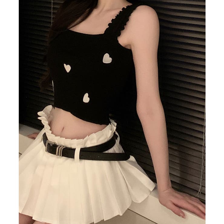 ショルダーフリルハートニットキャミソール トップス サマーニット | kirakiraShop  | 詳細画像9 