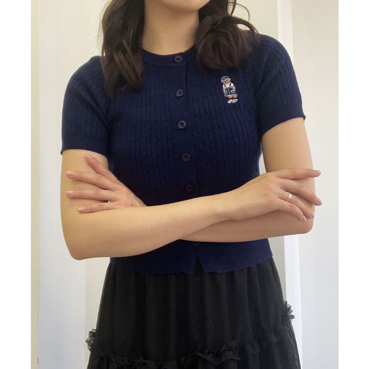 ワンポイントベア刺繍ニットカーディガン トップス カーディガン | kirakiraShop  | 詳細画像14 