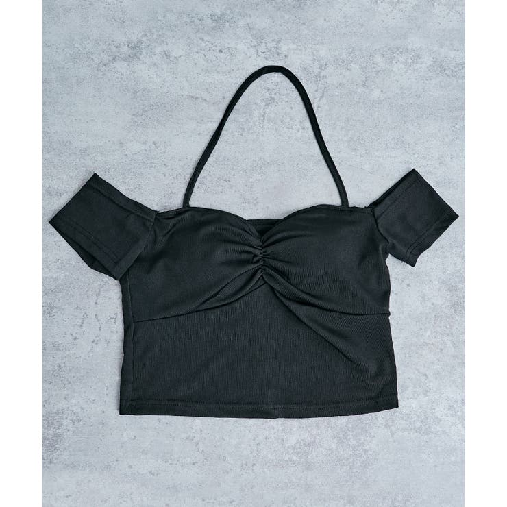 オフショルダーストラップ半袖Tシャツ トップス サマーカットソー | kirakiraShop  | 詳細画像13 