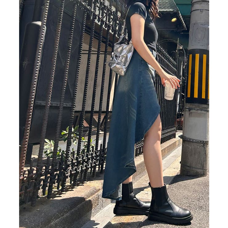フレアスカート ミモレ丈 フィッシュテール ペプラム バックゴム