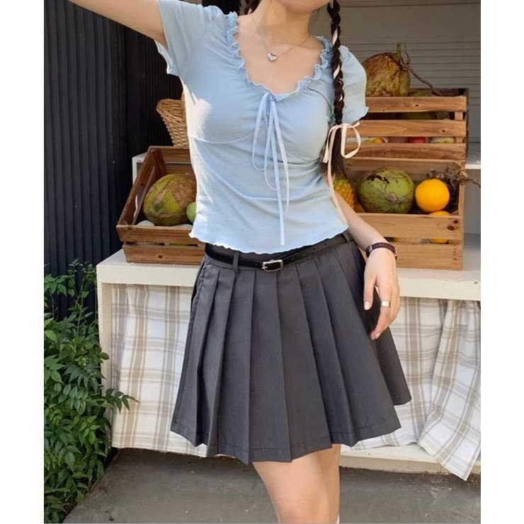 フロントリボンギャザーデザインTシャツ カットソー 半袖 | kirakiraShop  | 詳細画像20 