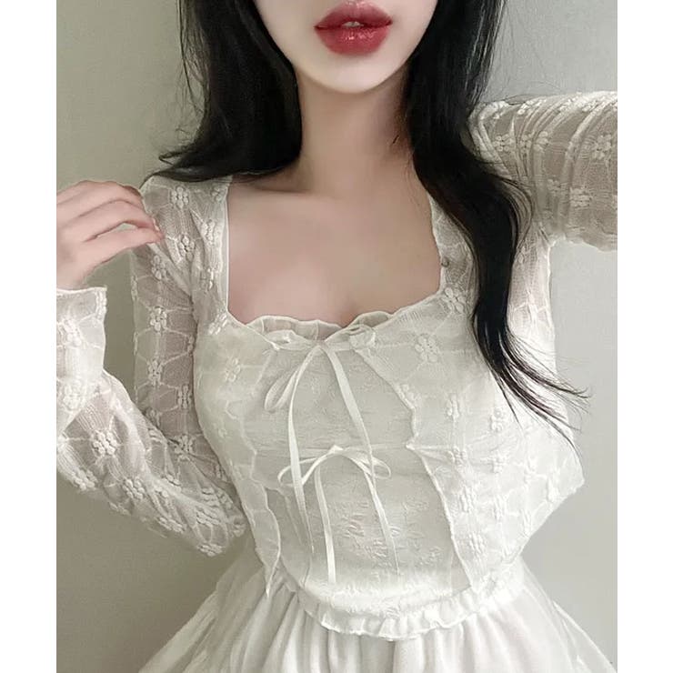 フラワーレースリボンカーディガン トップス カーディガン | kirakiraShop  | 詳細画像5 