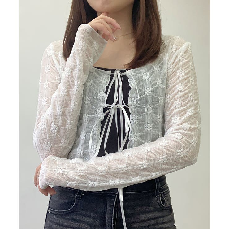 フラワーレースリボンカーディガン トップス カーディガン | kirakiraShop  | 詳細画像8 
