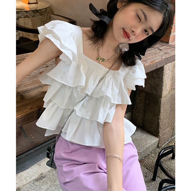 フリルティアードブラウス トップス サマー | kirakiraShop  | 詳細画像12 