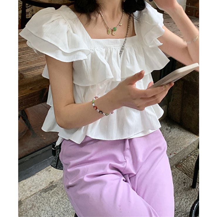 フリルティアードブラウス トップス サマー | kirakiraShop  | 詳細画像15 