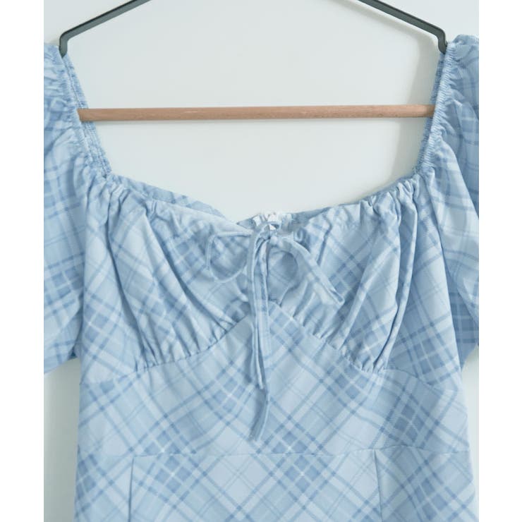 チェック柄パフスリーブミニワンピース ワンピース ミニスカート | kirakiraShop  | 詳細画像23 