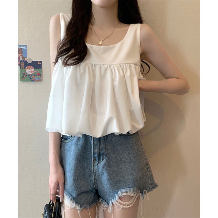 春夏向き✨リボン柄ワンポイントトップス♡普段使いOK 前後2WAYビッグリボンキャミトップス トップス リボン[品番