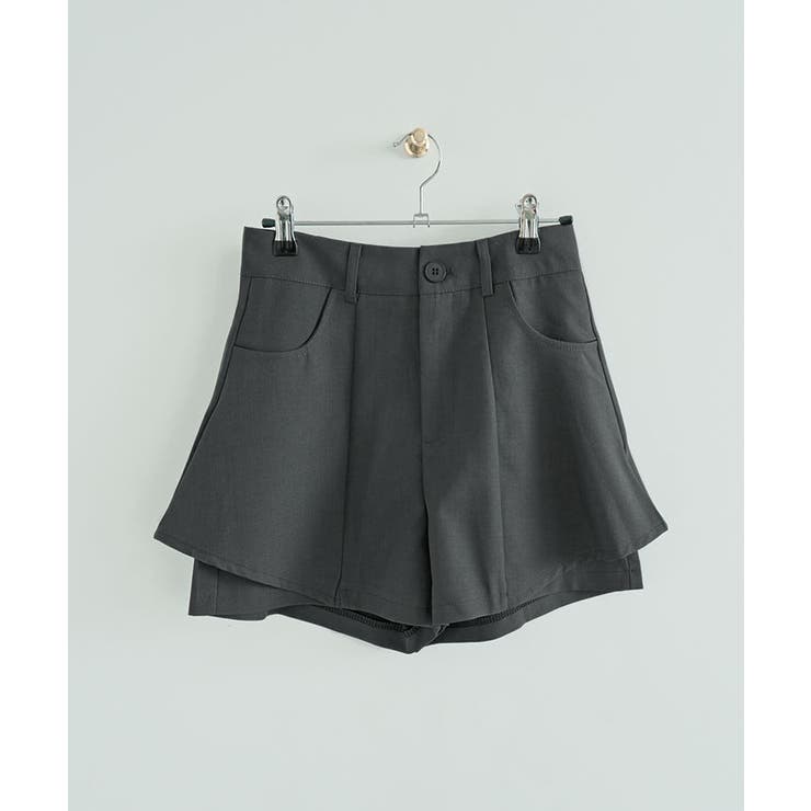 レイヤード風フレアショートパンツ ボトムス ショートパンツ[品番