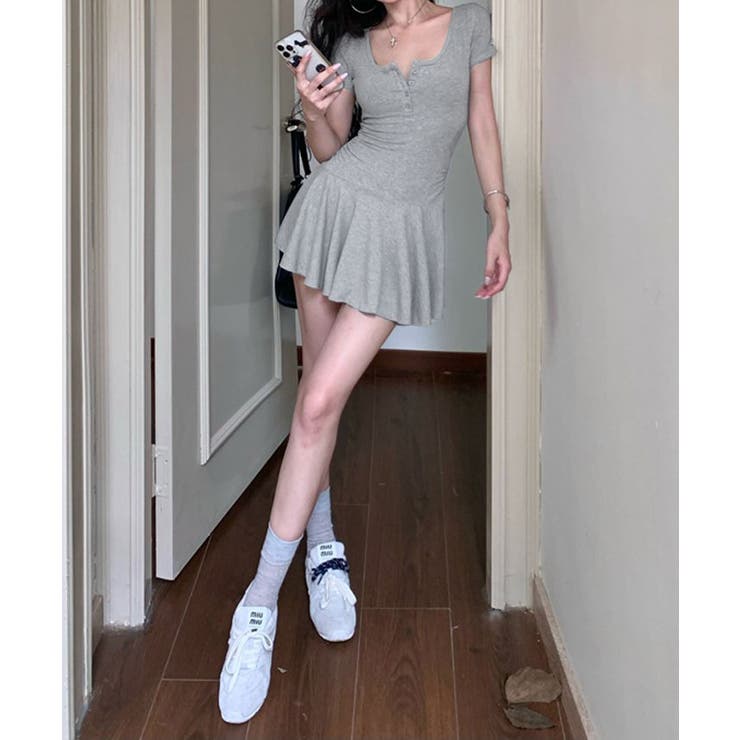 ヘンリーネックタイトミニワンピース 2色 ミニワンピース | kirakiraShop  | 詳細画像14 