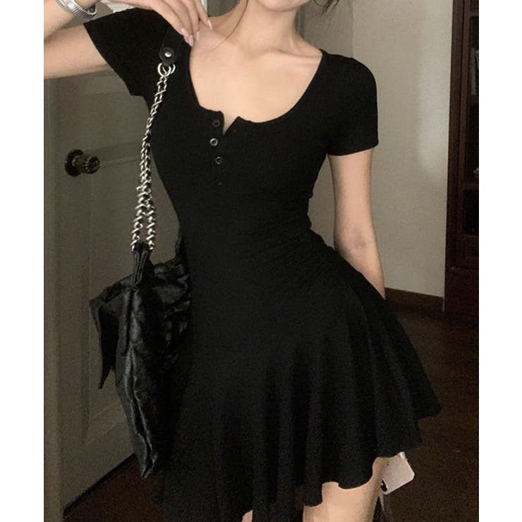 ヘンリーネックタイトミニワンピース 2色 ミニワンピース | kirakiraShop  | 詳細画像3 