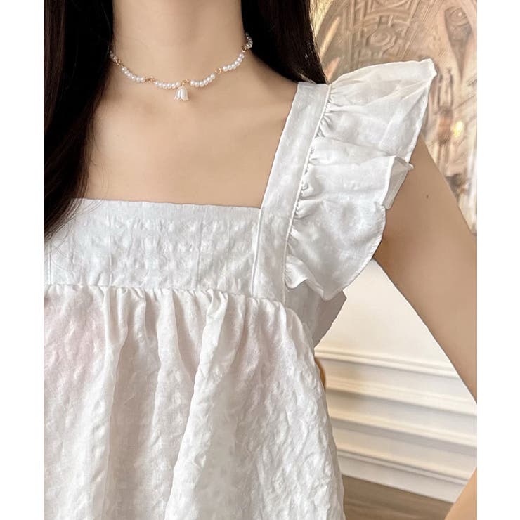 フリルショルダーバックリボントップス トップス 可愛い | kirakiraShop  | 詳細画像14 
