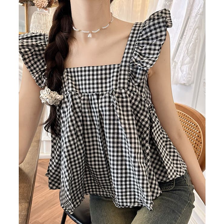 フリルショルダーバックリボントップス トップス 可愛い | kirakiraShop  | 詳細画像6 