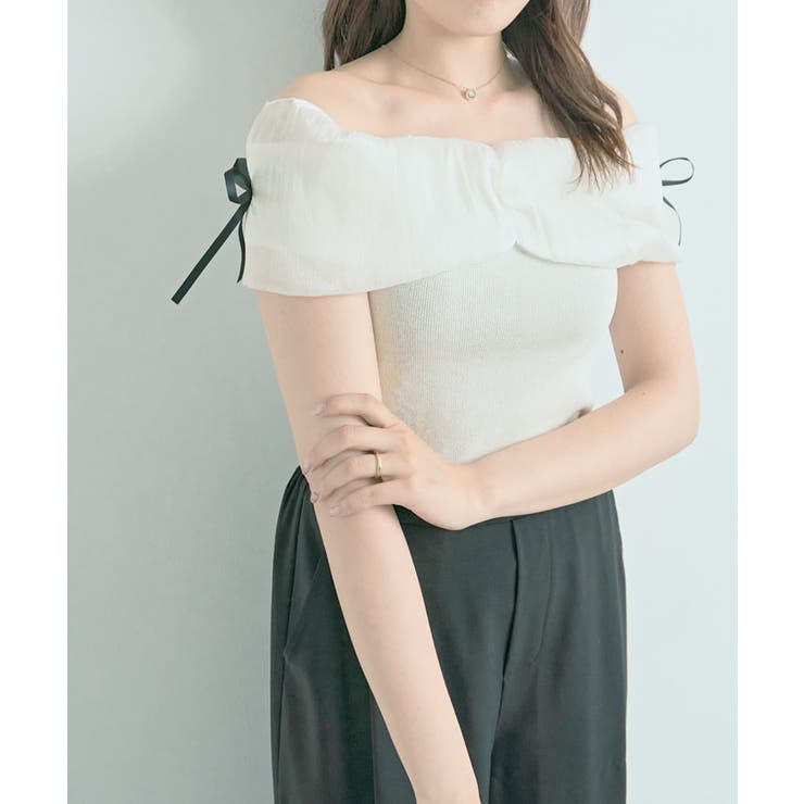 ボリュームシアーオフショルトップス トップス カットソー | kirakiraShop  | 詳細画像6 