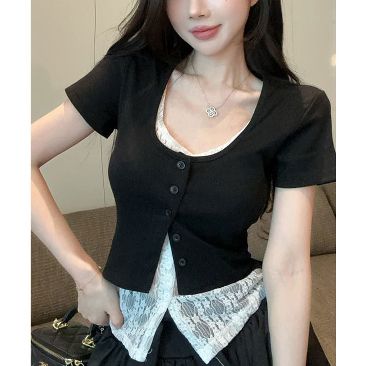 ブラック | ドッキングレーストップス トップス ニット | kirakiraShop 