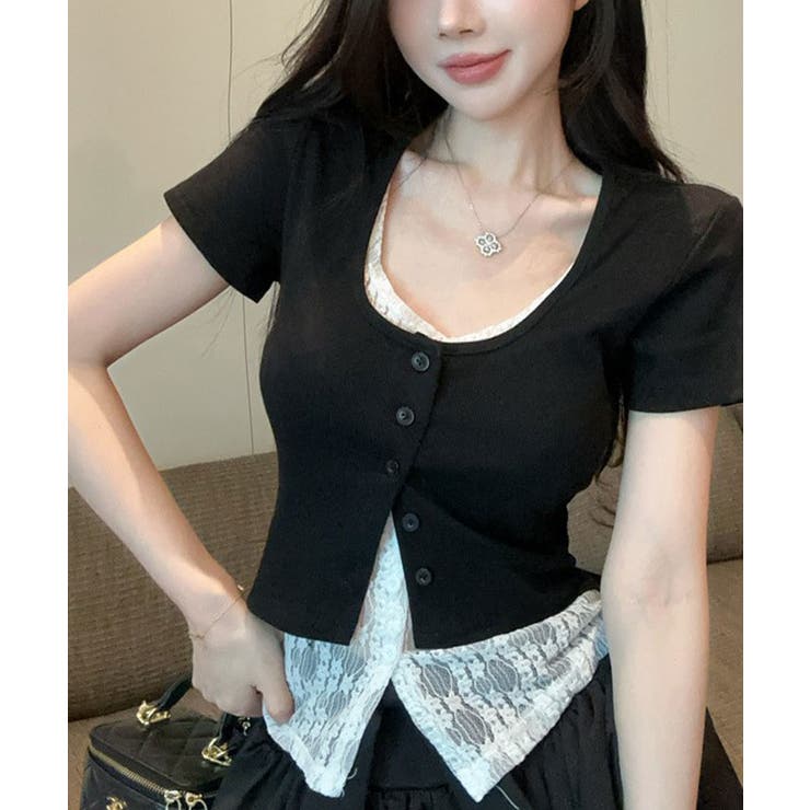 ellaドッキングトップス ニット ドッキングレーストップス トップス ニット[品番：IK000008226