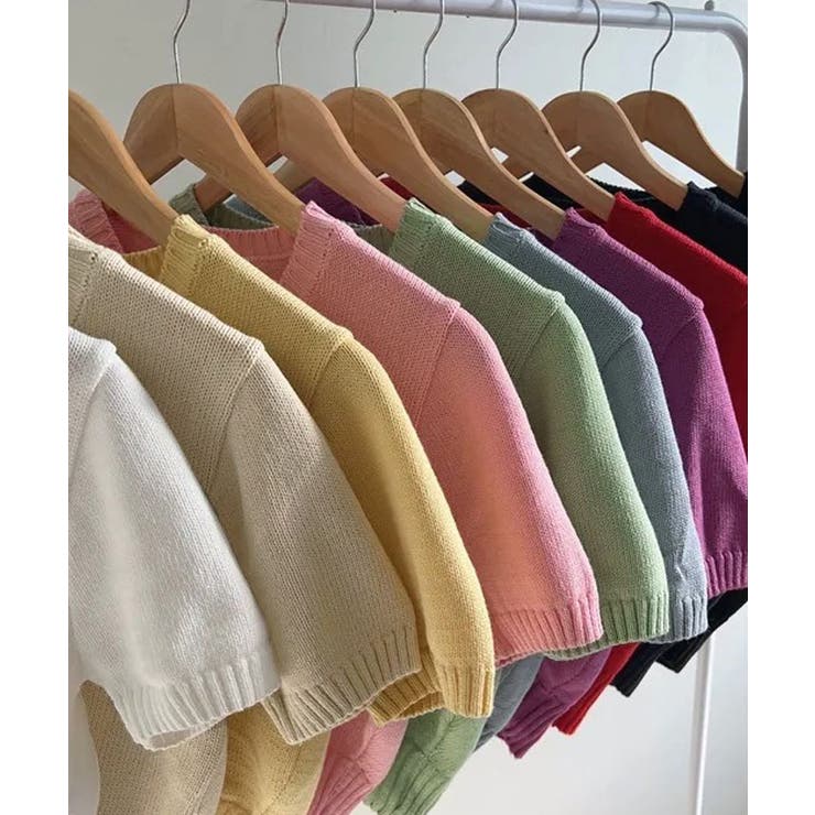 Vネックラグラン半袖ニットソー カットソー ニット | kirakiraShop  | 詳細画像15 