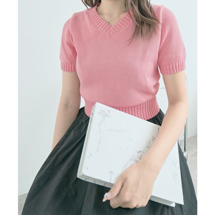 Vネックラグラン半袖ニットソー カットソー ニット | kirakiraShop  | 詳細画像16 