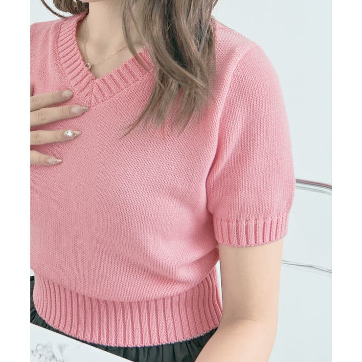Vネックラグラン半袖ニットソー カットソー ニット | kirakiraShop  | 詳細画像21 
