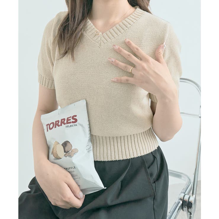 Vネックラグラン半袖ニットソー カットソー ニット | kirakiraShop  | 詳細画像30 