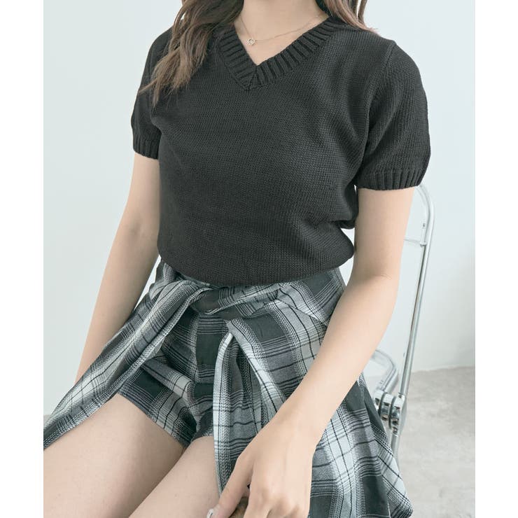 Vネックラグラン半袖ニットソー カットソー ニット | kirakiraShop  | 詳細画像45 