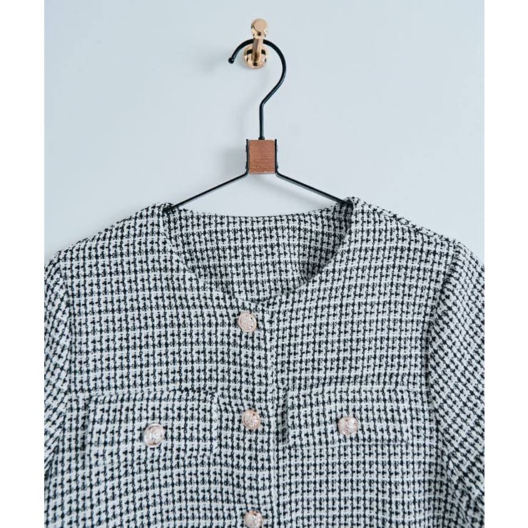 ノーカラーツイード半袖ジャケット アウター ジャケット | kirakiraShop  | 詳細画像26 