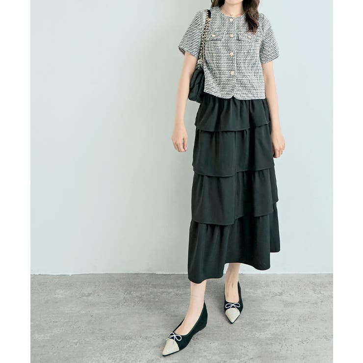 ノーカラーツイード半袖ジャケット アウター ジャケット | kirakiraShop  | 詳細画像11 