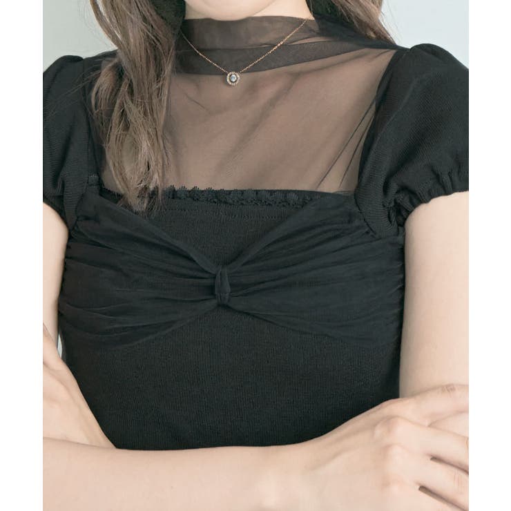トップス Kirakira tops set black s シアーハイネックカットソー トップス カットソー[品番